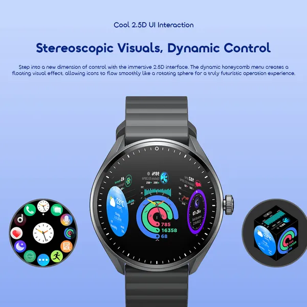 Oraimo Watch Nova 2R Lite 1.43" AMOLED 30-Day Standby Smart Watch, Wireless HD Calling, Blood Oxygen & Heart Rate Monitor, Built-In Fun Games, Cool 2.5D UI Interaction Stereoscopic Visuals.