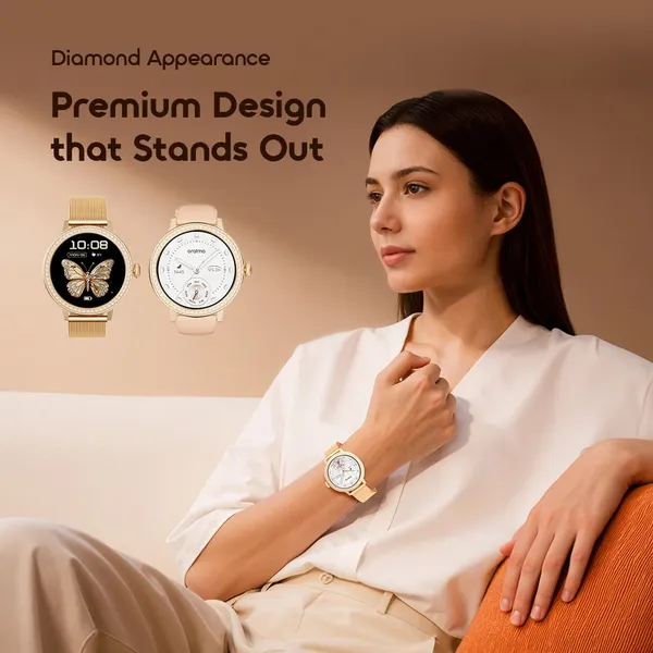 Oraimo Watch Muse 2 1.32" AMOLED Diamond Appearance Smart Watch, Magnetic Charge, Wireless HD Calling, 24-Hour Health & Sleep Aid,IP68 Waterproof & Dustproof.
