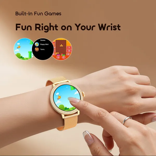 Oraimo Watch Muse 2 1.32" AMOLED Diamond Appearance Smart Watch, Magnetic Charge, Wireless HD Calling, 24-Hour Health & Sleep Aid,IP68 Waterproof & Dustproof.