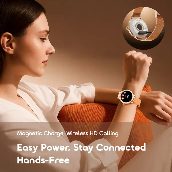 Oraimo Watch Muse 2 1.32" AMOLED Diamond Appearance Smart Watch, Magnetic Charge, Wireless HD Calling, 24-Hour Health & Sleep Aid,IP68 Waterproof & Dustproof.