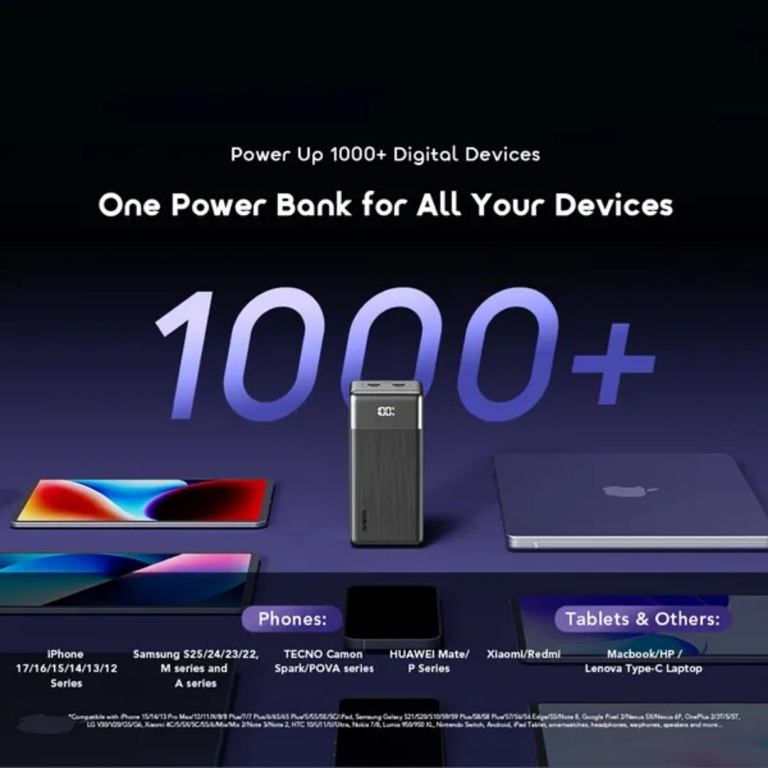 Oraimo PowerNova Q41 40000mAh Power Bank – 35W Dual-Device Fast Charging 10-Day Ultra-Long Power 4 Outputs & 2 Inputs Real-Time Power Display