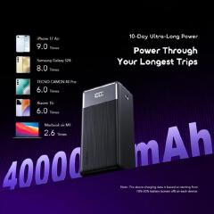 Oraimo PowerNova Q41 40000mAh Power Bank – 35W Dual-Device Fast Charging 10-Day Ultra-Long Power 4 Outputs & 2 Inputs Real-Time Power Display