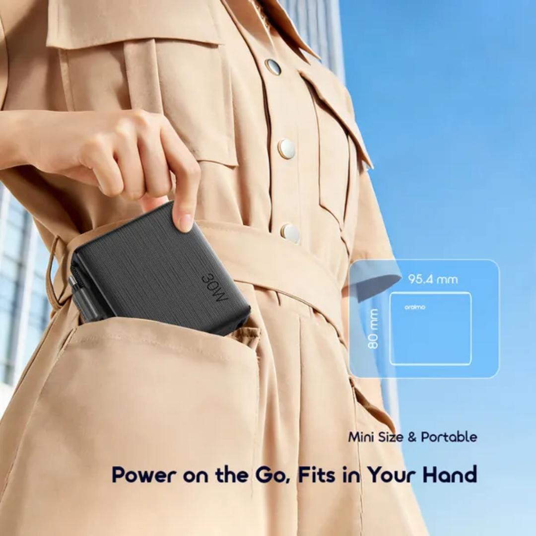 Oraimo PowerNova L21 20000mAh Power Bank | 30W Fast Charging, Built-In Type-C Cable, LED Display, 2 Type-C + USB-A | for iPhone, Samsung, Tecno | 12 Months Warranty