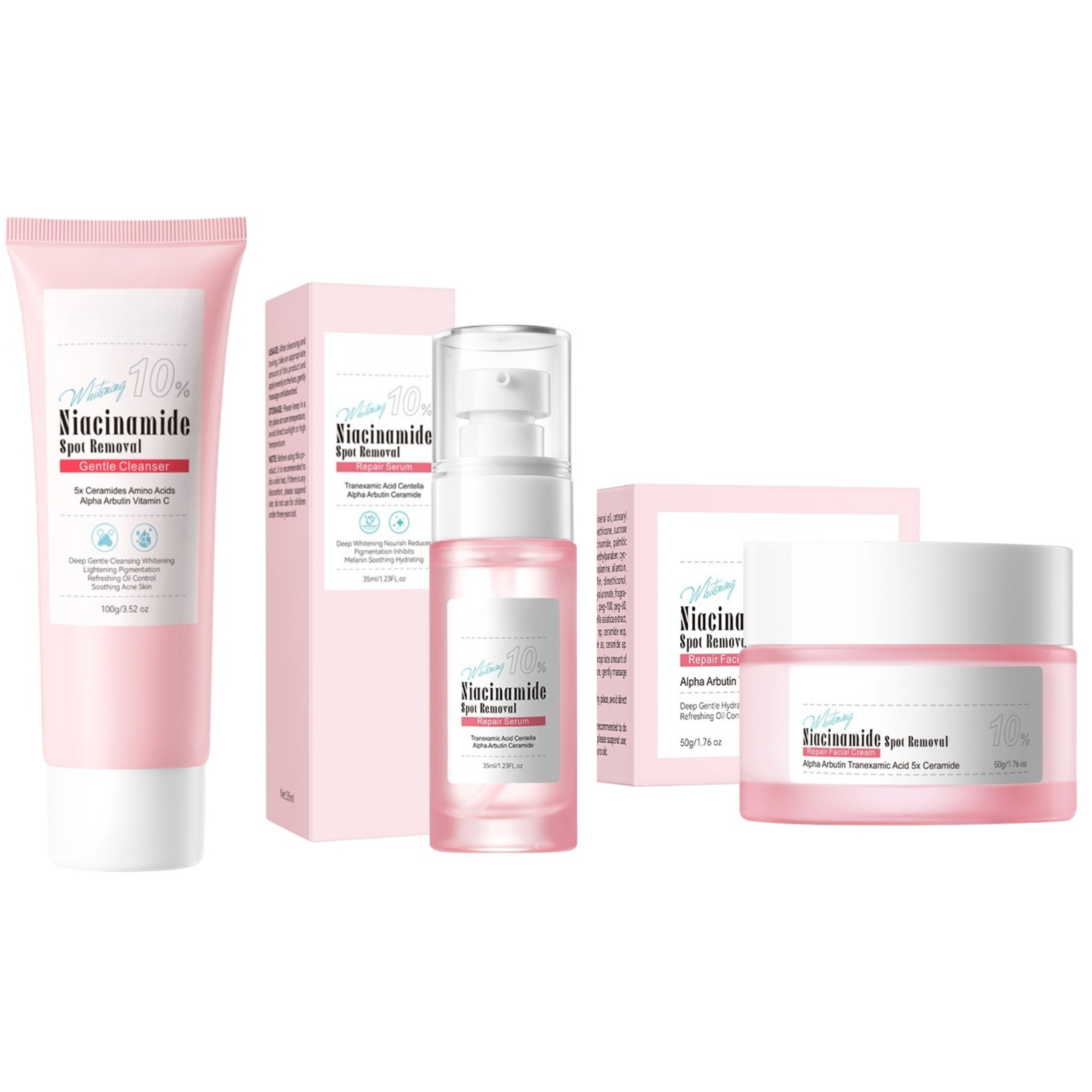 3 in 1,SADOER Niacinamide Whitening Spot Removal Repair Serum + Whitening Spot Removal Repair Face Cream + Gentle Cleanser with Vitamin C, Alpha Arbutin, Ceramide and Tranexamic Acid