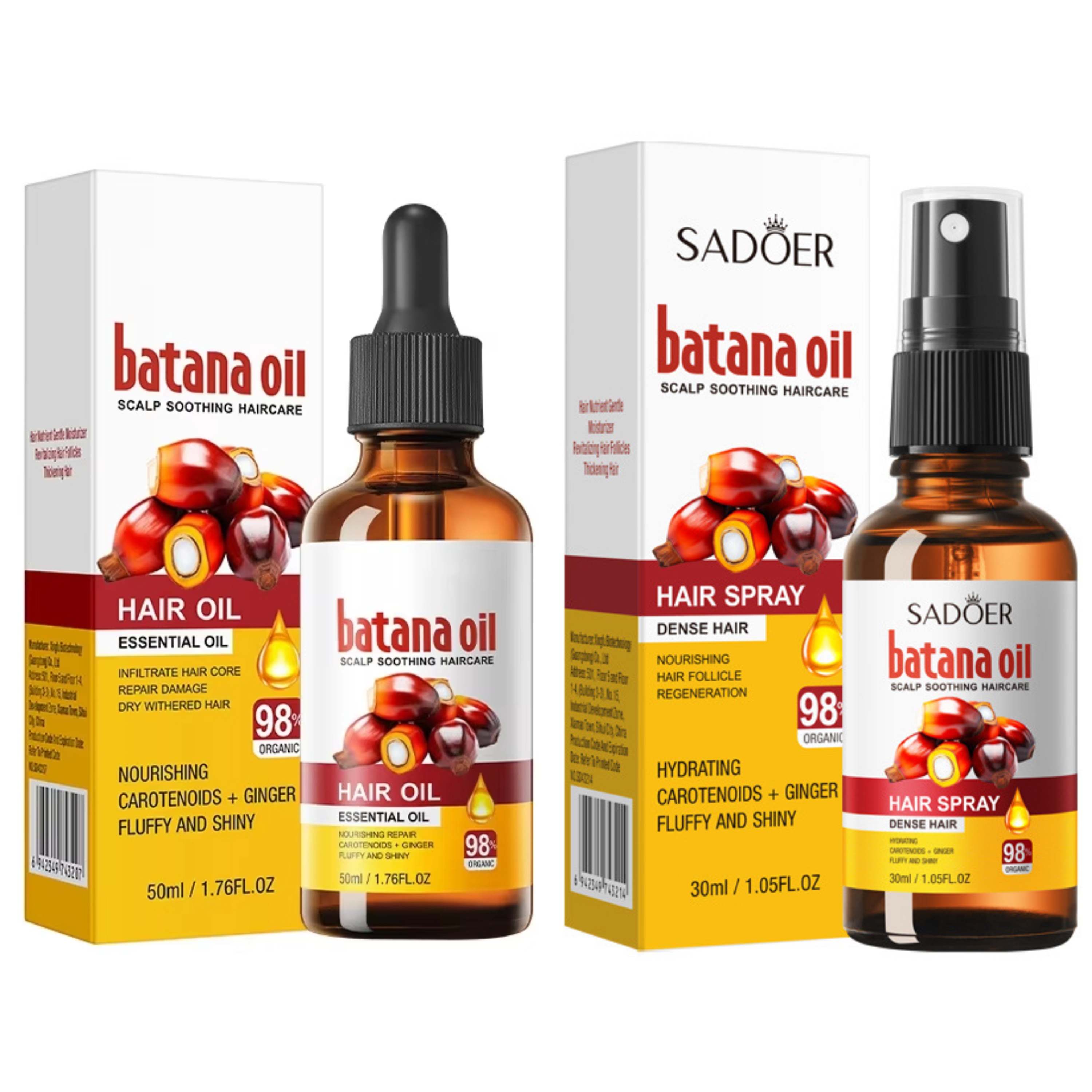 SADOER Batana Oil, 2 in 1 Batana Hair Oil Dense Hair Essential Oil + Batana Oil Hair Spray, For Hair Growth, Smoothing, Repair Hair Damage