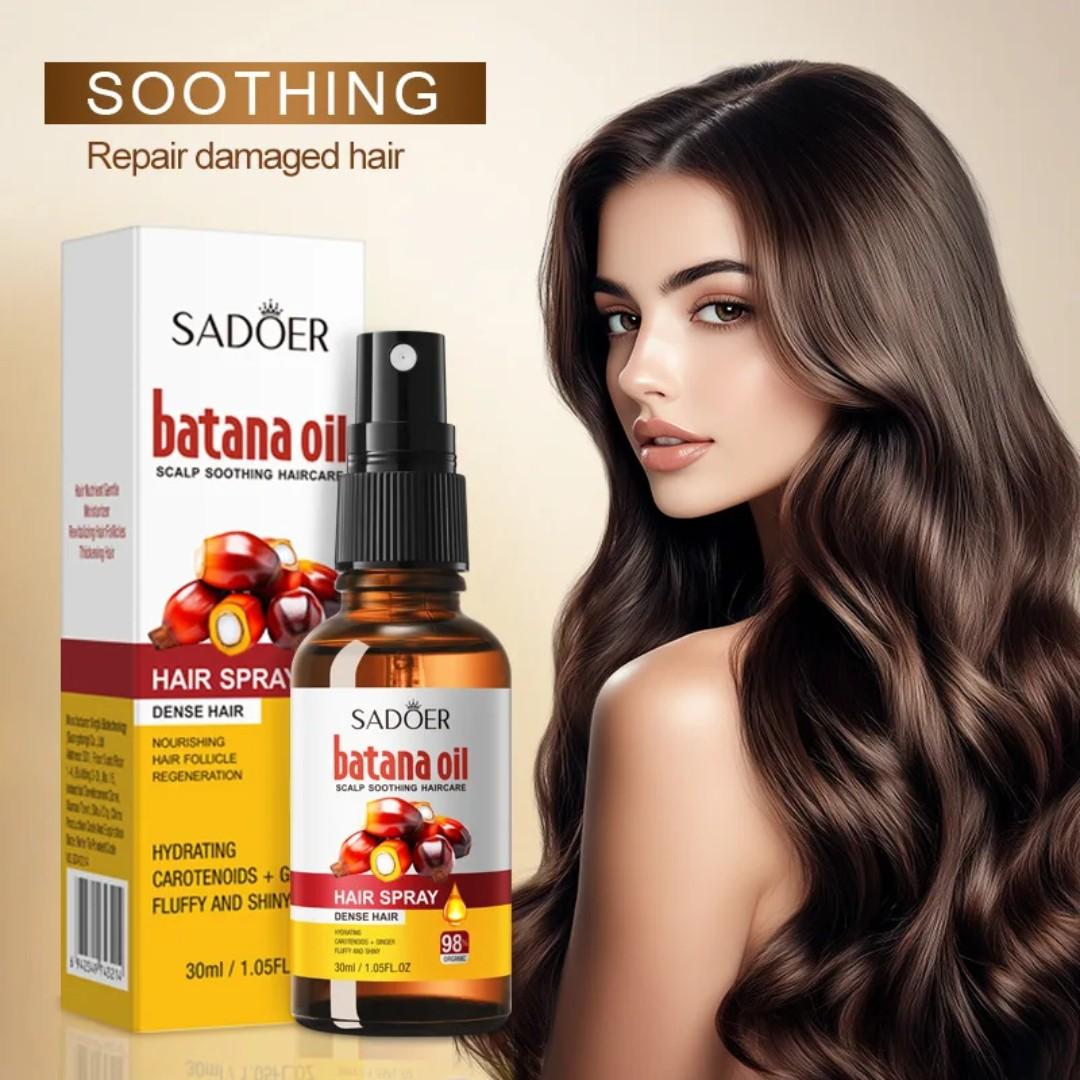 SADOER Batana Oil, 2 in 1 Batana Hair Oil Dense Hair Essential Oil + Batana Oil Hair Spray, For Hair Growth, Smoothing, Repair Hair Damage