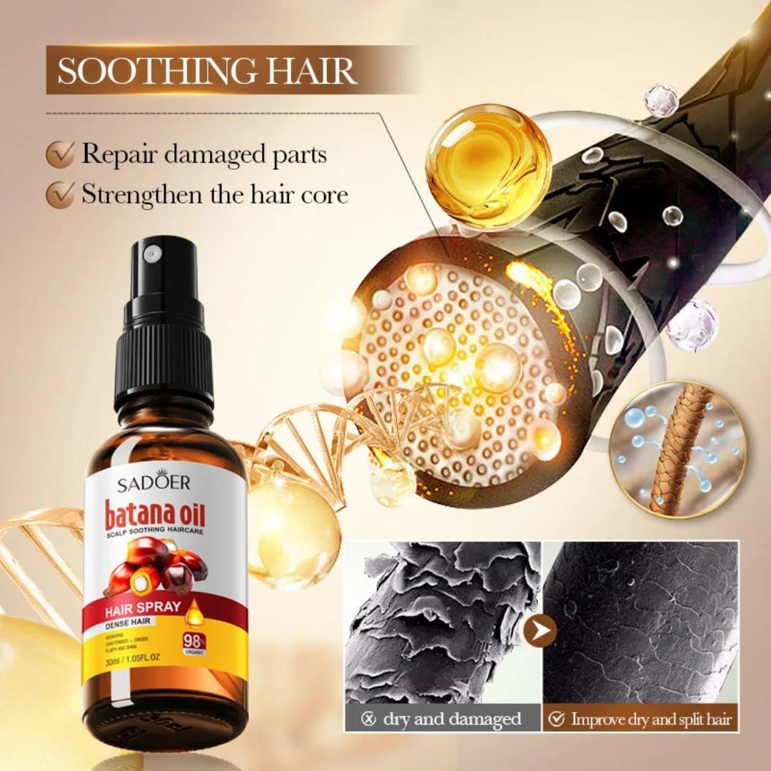 SADOER Batana Oil, 2 in 1 Batana Hair Oil Dense Hair Essential Oil + Batana Oil Hair Spray, For Hair Growth, Smoothing, Repair Hair Damage