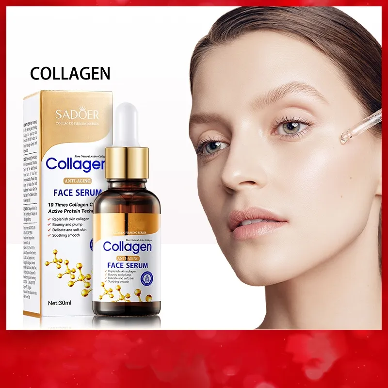 Sadoer 4 in 1 Set of Collagen Anti Aging Cleanser + Vitamin C Lip Balm + Collagen Cream Anti Aging + Collagen Serum, Anti Aging Face Serum, Moisturizing, Fade Wrinkles, Fade Fine Likes, hydrating
