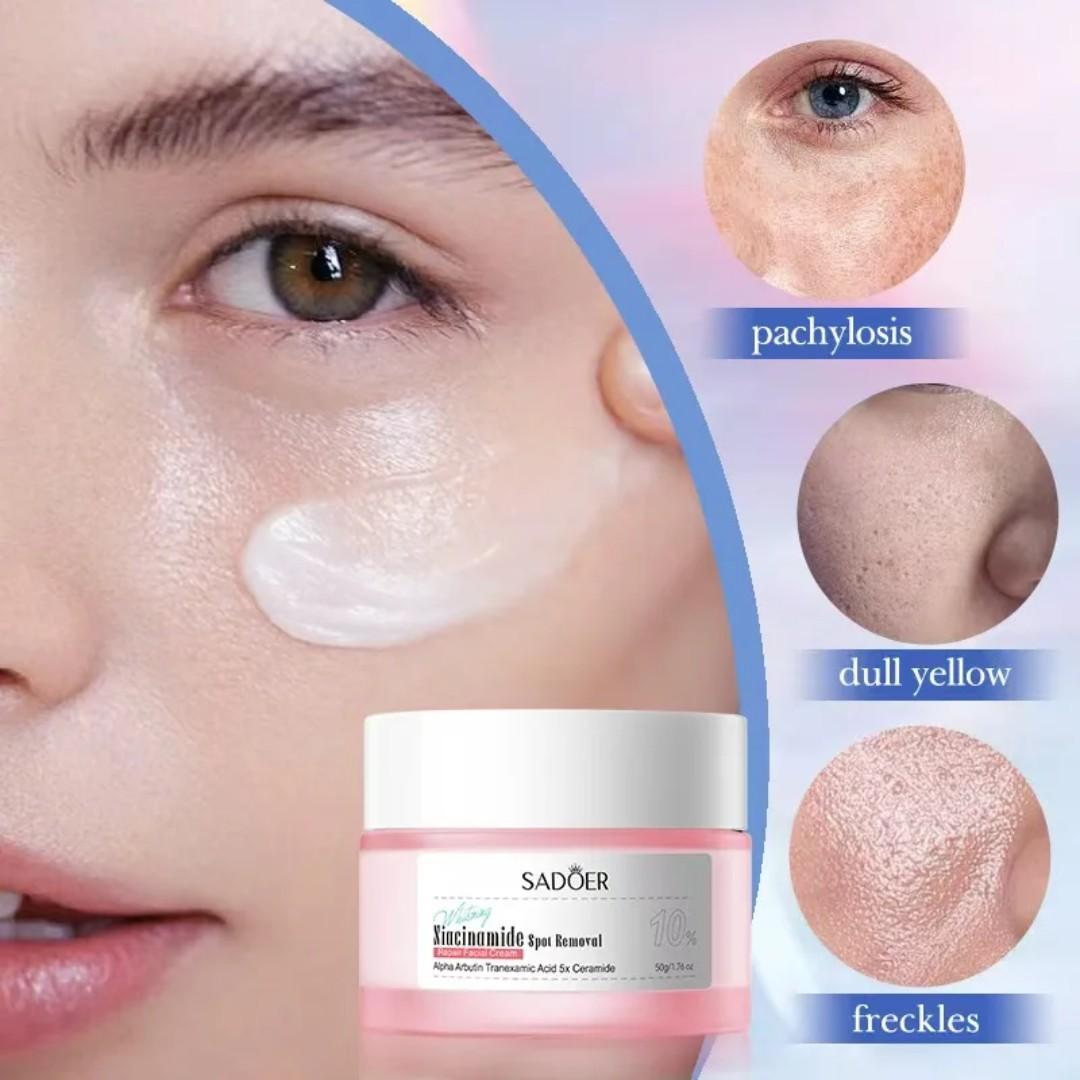 2 in 1, SADOER  Niacinamide Spot Removal Repair Serum + 10% Niacinamide Spot Removal Repair Face Cream with Tranexamic Acid, Ceramide and Alpha Arbutin Like Vitamin C Lightening Pigmentation,Whitening