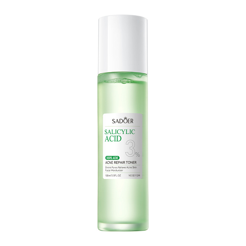 Sadoer 5 in 1 Set, 3%  Salicylic Acid Acne Repair Cream + Amino Acid Gentle Cleanser + Acne Repair Toner with Niacinamide + Acne Repair Serum like Vitamin C + Sunscreen SPF 50, Acne Repair, Soothing