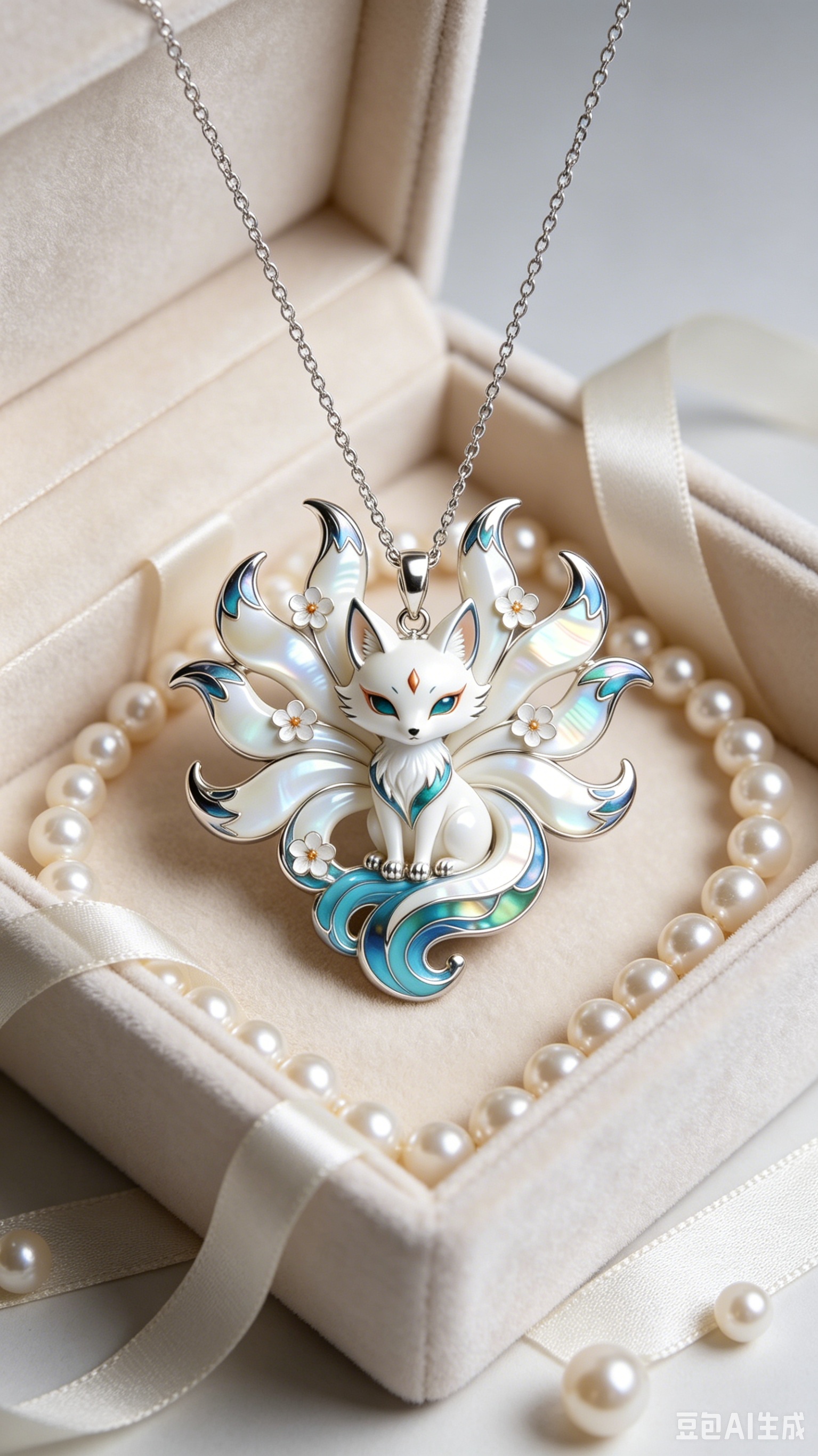 Lucky Nine-Tailed Fox Necklace for Women – Cute Enamel Fox Charm | Symbol of Love & Wisdom | Perfect Birthday & Anniversary Gift for Girlfriend,Blue & White Statement Necklace,Zawadi ya Kike ya Kipeke
