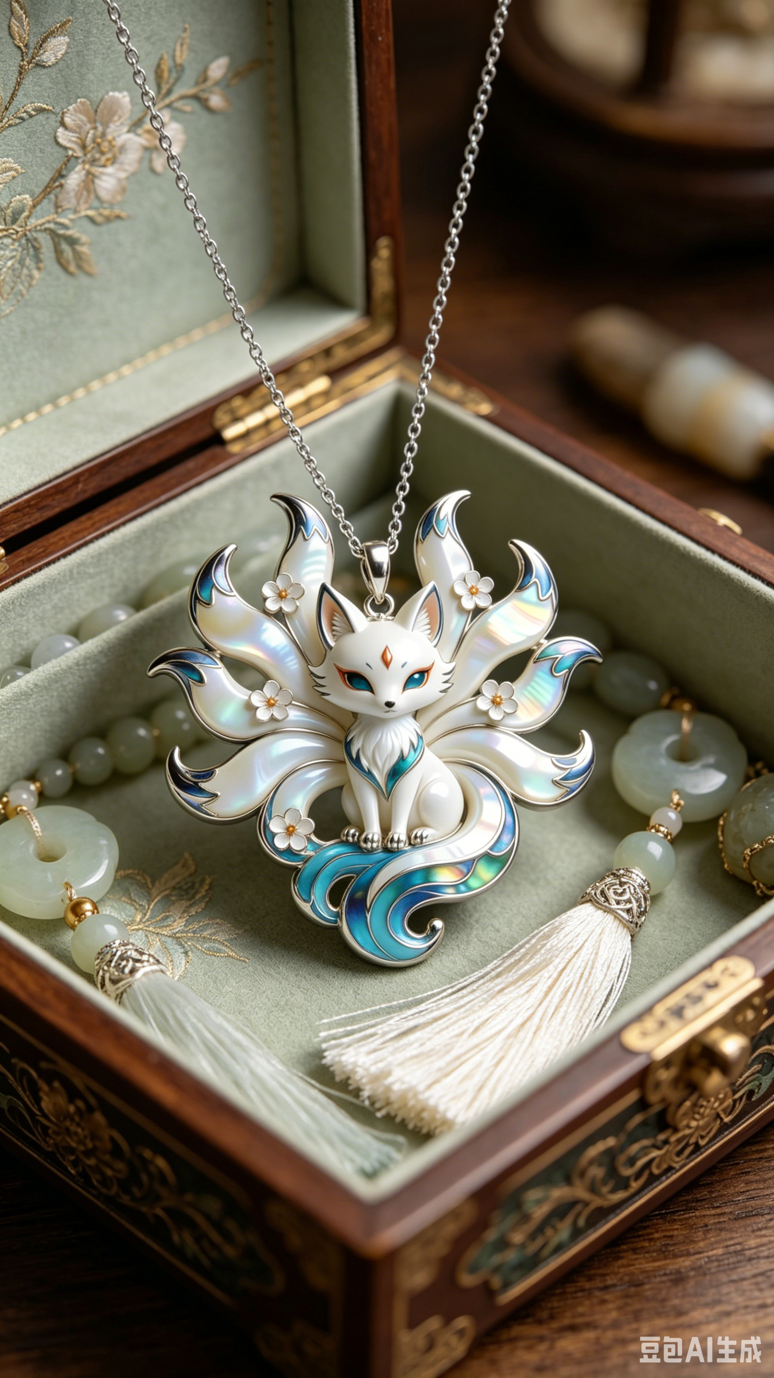 Lucky Nine-Tailed Fox Necklace for Women – Cute Enamel Fox Charm | Symbol of Love & Wisdom | Perfect Birthday & Anniversary Gift for Girlfriend,Blue & White Statement Necklace,Zawadi ya Kike ya Kipeke