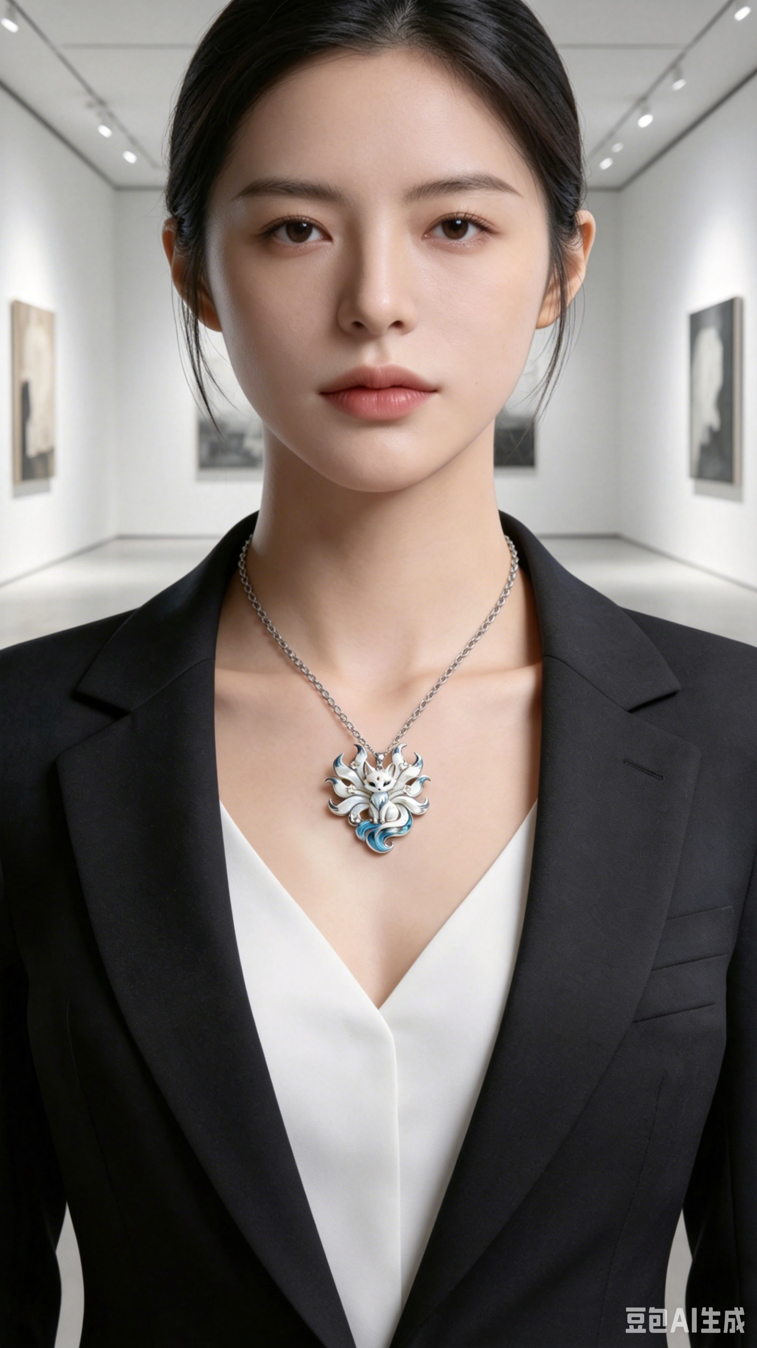 Lucky Nine-Tailed Fox Necklace for Women – Cute Enamel Fox Charm | Symbol of Love & Wisdom | Perfect Birthday & Anniversary Gift for Girlfriend,Blue & White Statement Necklace,Zawadi ya Kike ya Kipeke