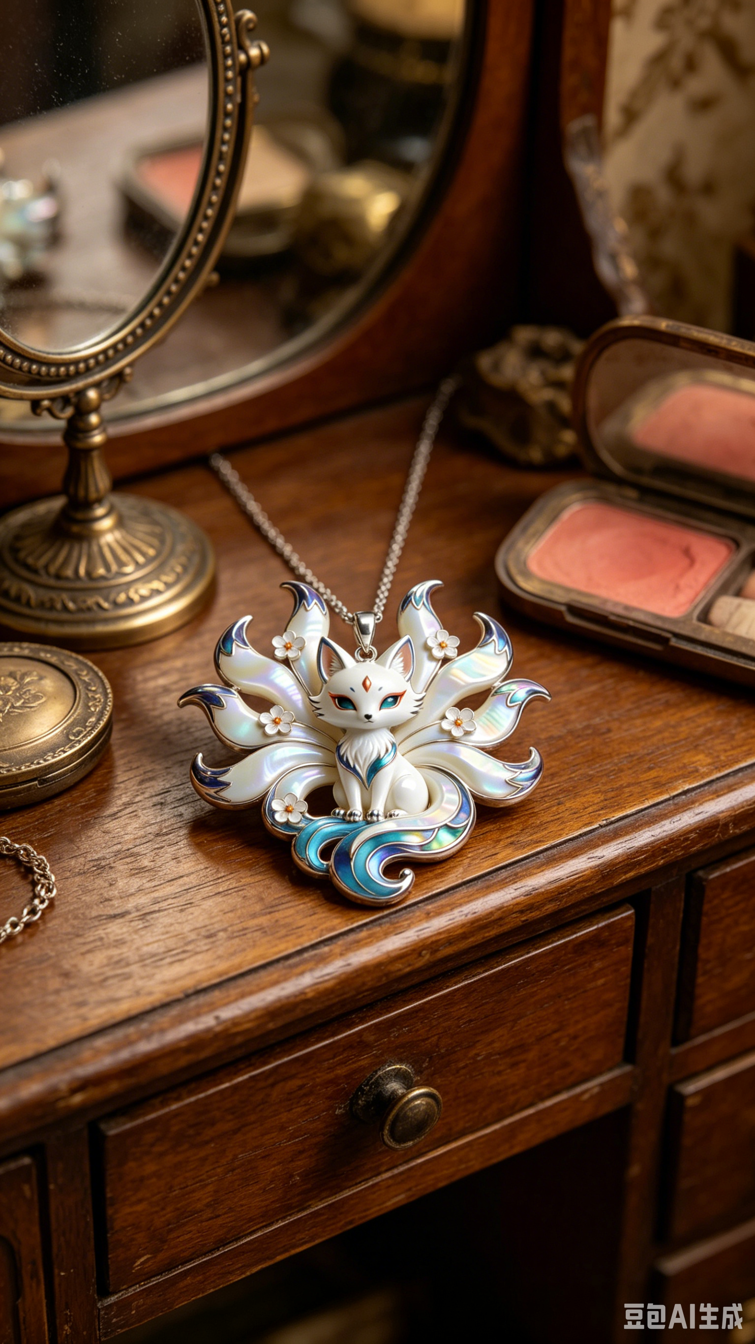 Lucky Nine-Tailed Fox Necklace for Women – Cute Enamel Fox Charm | Symbol of Love & Wisdom | Perfect Birthday & Anniversary Gift for Girlfriend,Blue & White Statement Necklace,Zawadi ya Kike ya Kipeke