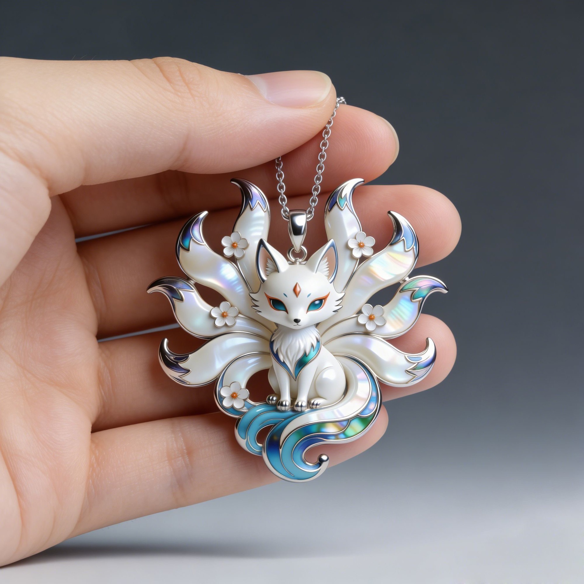 Lucky Nine-Tailed Fox Necklace for Women – Cute Enamel Fox Charm | Symbol of Love & Wisdom | Perfect Birthday & Anniversary Gift for Girlfriend,Blue & White Statement Necklace,Zawadi ya Kike ya Kipeke