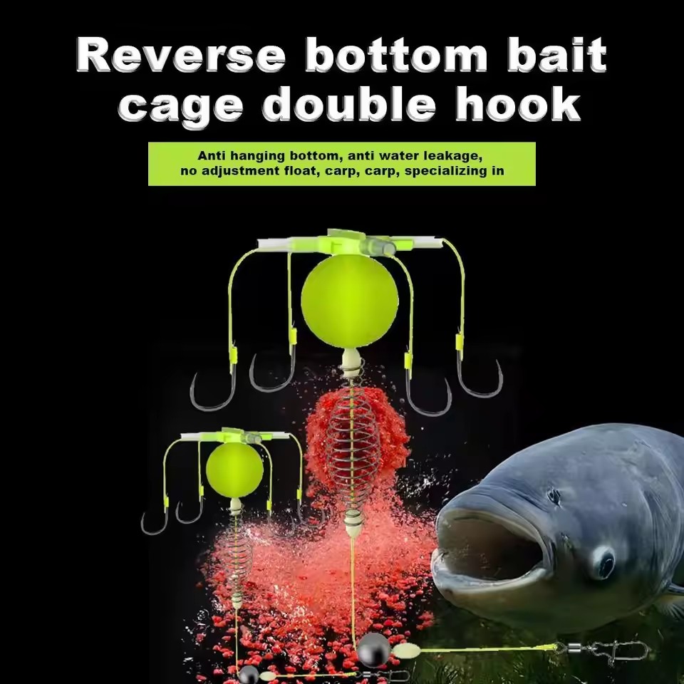 New String Hook Fishing Bait Cage Four Hook Carbon Steel Line Group Feeder Sinker Float Fishing Spring Bait Cage Accessories