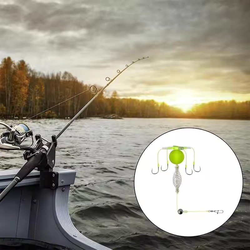 New String Hook Fishing Bait Cage Four Hook Carbon Steel Line Group Feeder Sinker Float Fishing Spring Bait Cage Accessories