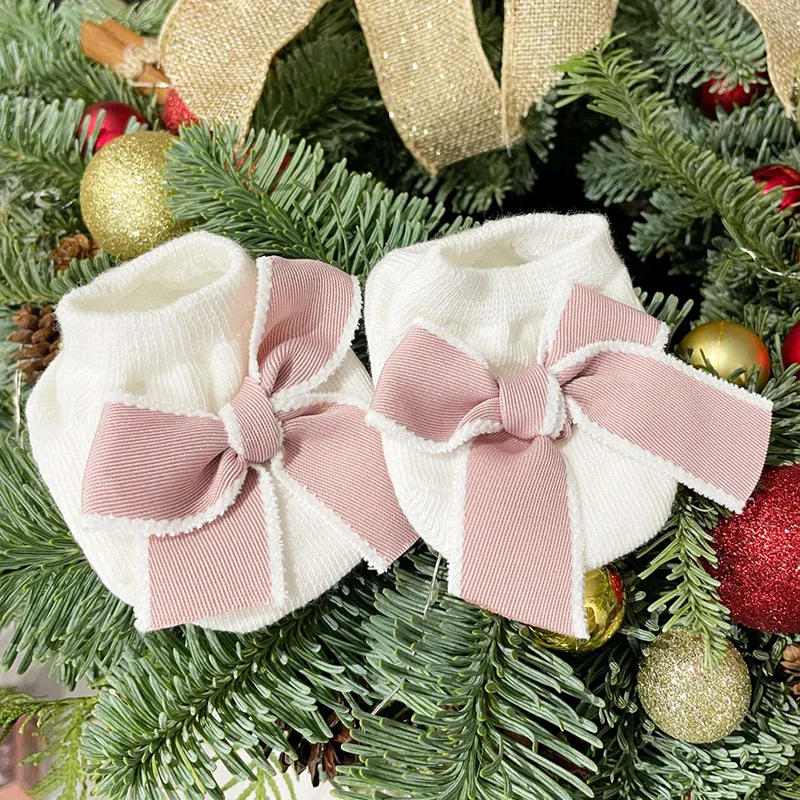 Cute Bowknot Baby Socks Soft Cotton Newborn Girl Short Socks With Rubber Soles Anti Slip Solid Color Kids Toddler Floor Socks