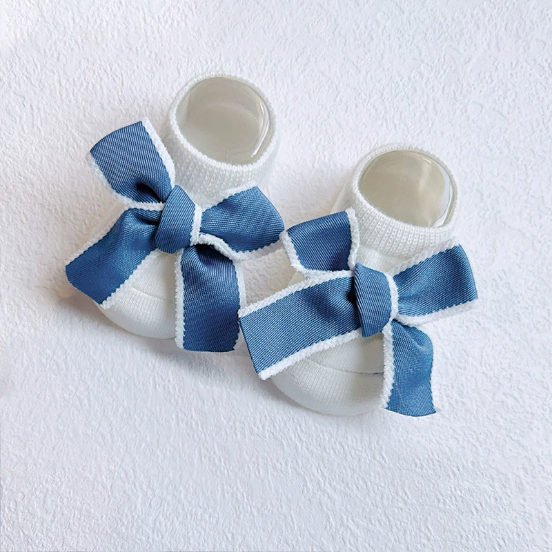 Cute Bowknot Baby Socks Soft Cotton Newborn Girl Short Socks With Rubber Soles Anti Slip Solid Color Kids Toddler Floor Socks