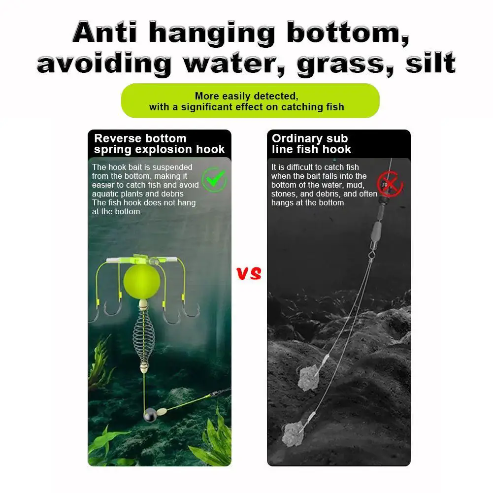 New String Hook Fishing Bait Cage Four Hook Carbon Steel Line Group Feeder Sinker Float Fishing Spring Bait Cage Accessories