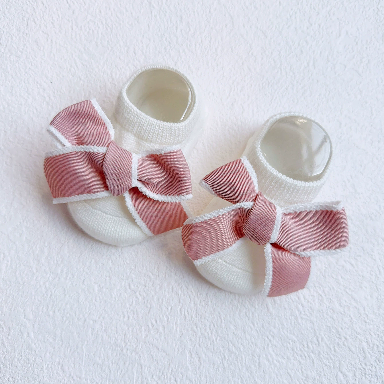 Cute Bowknot Baby Socks Soft Cotton Newborn Girl Short Socks With Rubber Soles Anti Slip Solid Color Kids Toddler Floor Socks