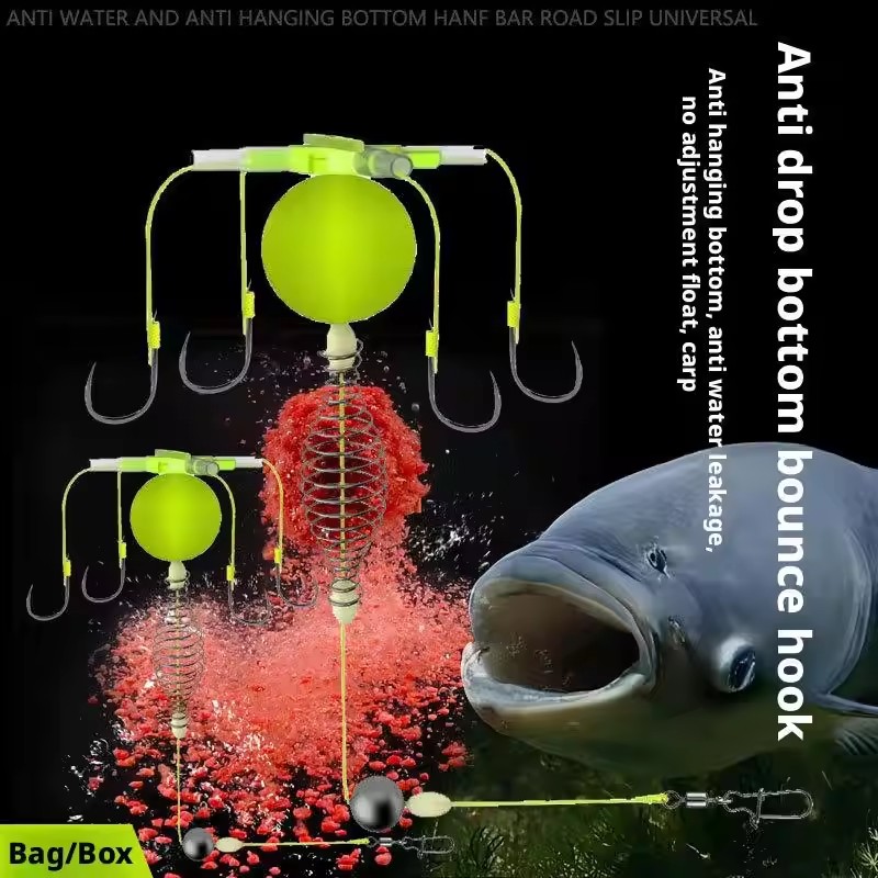 New String Hook Fishing Bait Cage Four Hook Carbon Steel Line Group Feeder Sinker Float Fishing Spring Bait Cage Accessories