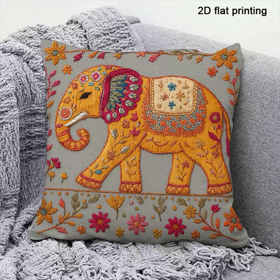 VIKAMA Embroidered Patchwork Cute Pet Blanket for Living Room Sofa Cushion Cover, Children's Room Pillow Cover, Home Decoration