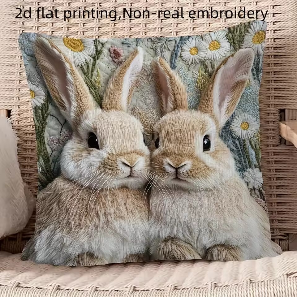 VIKAMA Embroidered Patchwork Cute Pet Blanket for Living Room Sofa Cushion Cover, Children's Room Pillow Cover, Home Decoration