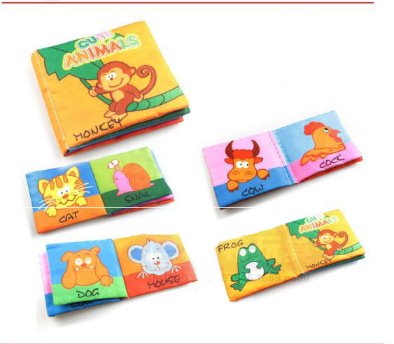 Baby Cloth Book Toy Teether Infant Learning Education Animal Rattle Mobile Toys for Newborn Livros Infantis Mordedores Para Bebe F4--18