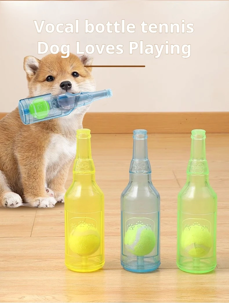 Dog Toy Bottle Sound Chew Ball Pet Toys Interactive Ball For Big Dog Small Dog Pet Training Tennis Bottle Pet Supplies