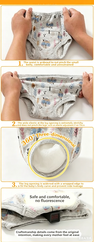 Baby Waterproof Diapers Pee Shorts Underwears Reusable Soft Ecological Cotton Toddler Potty Training Pants For Boys Girls（Note: The link is divided into 4-pack and 2-pack packages）
