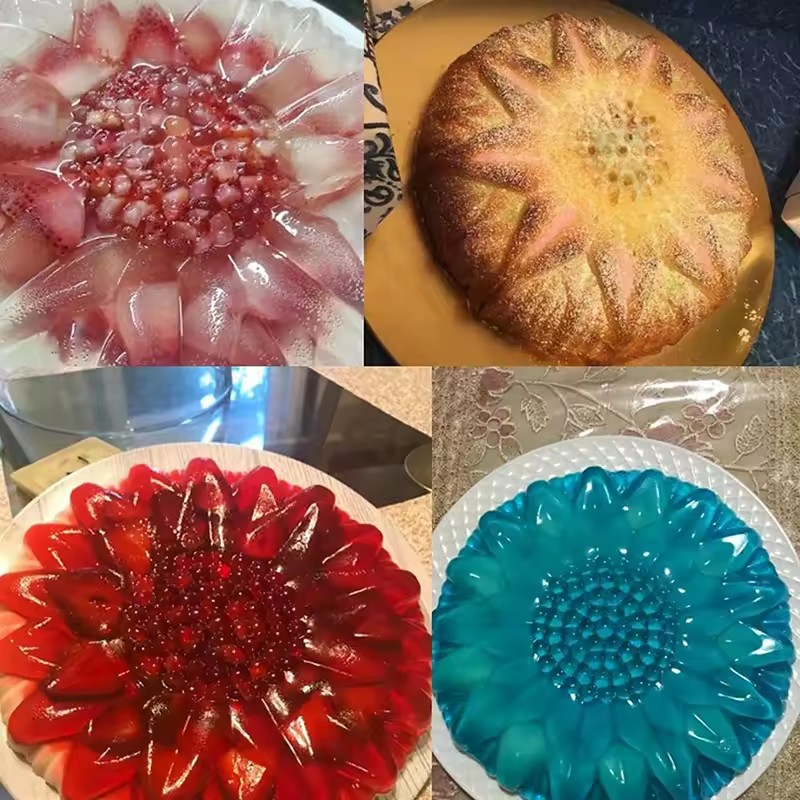 Sunflower Silicone Mold Cake Flower Pan 9.5Inch CakeBakeware Baking Tools Round Bread Loaf Pizza Toast With Anti-scalding Handle