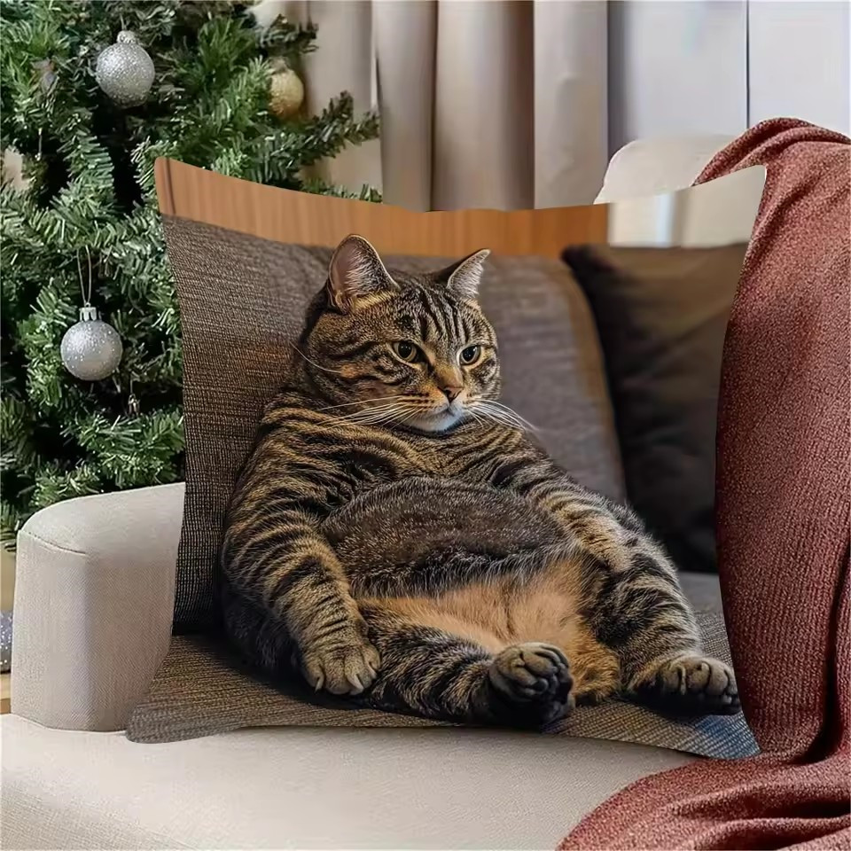1PC   Sofa Cat Pillow Cover, Single-Sided Print for Easter, No Pillow Insert, Perfect for Any Living Room,Sofa Decor Style