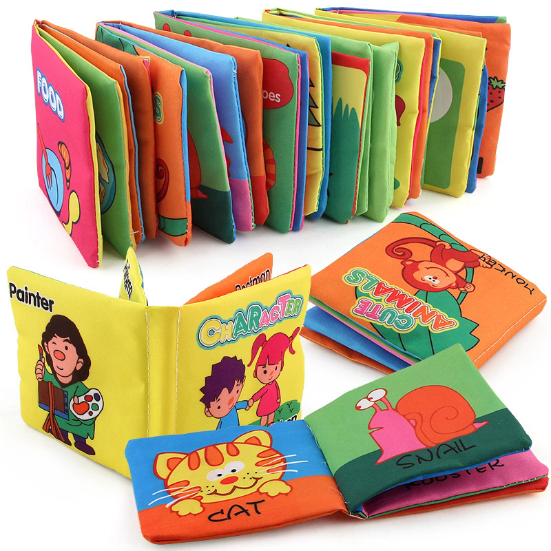 Baby Cloth Book Toy Teether Infant Learning Education Animal Rattle Mobile Toys for Newborn Livros Infantis Mordedores Para Bebe F4--18