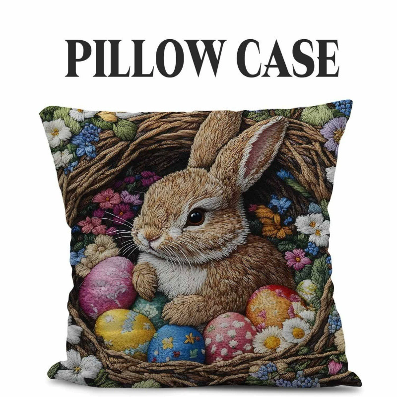 VIKAMA Embroidered Patchwork Cute Pet Blanket for Living Room Sofa Cushion Cover, Children's Room Pillow Cover, Home Decoration