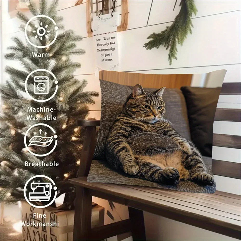 1PC   Sofa Cat Pillow Cover, Single-Sided Print for Easter, No Pillow Insert, Perfect for Any Living Room,Sofa Decor Style