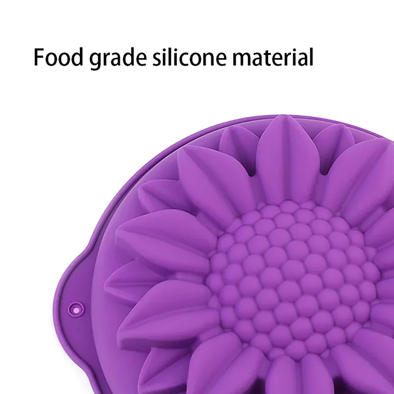 Sunflower Silicone Mold Cake Flower Pan 9.5Inch CakeBakeware Baking Tools Round Bread Loaf Pizza Toast With Anti-scalding Handle