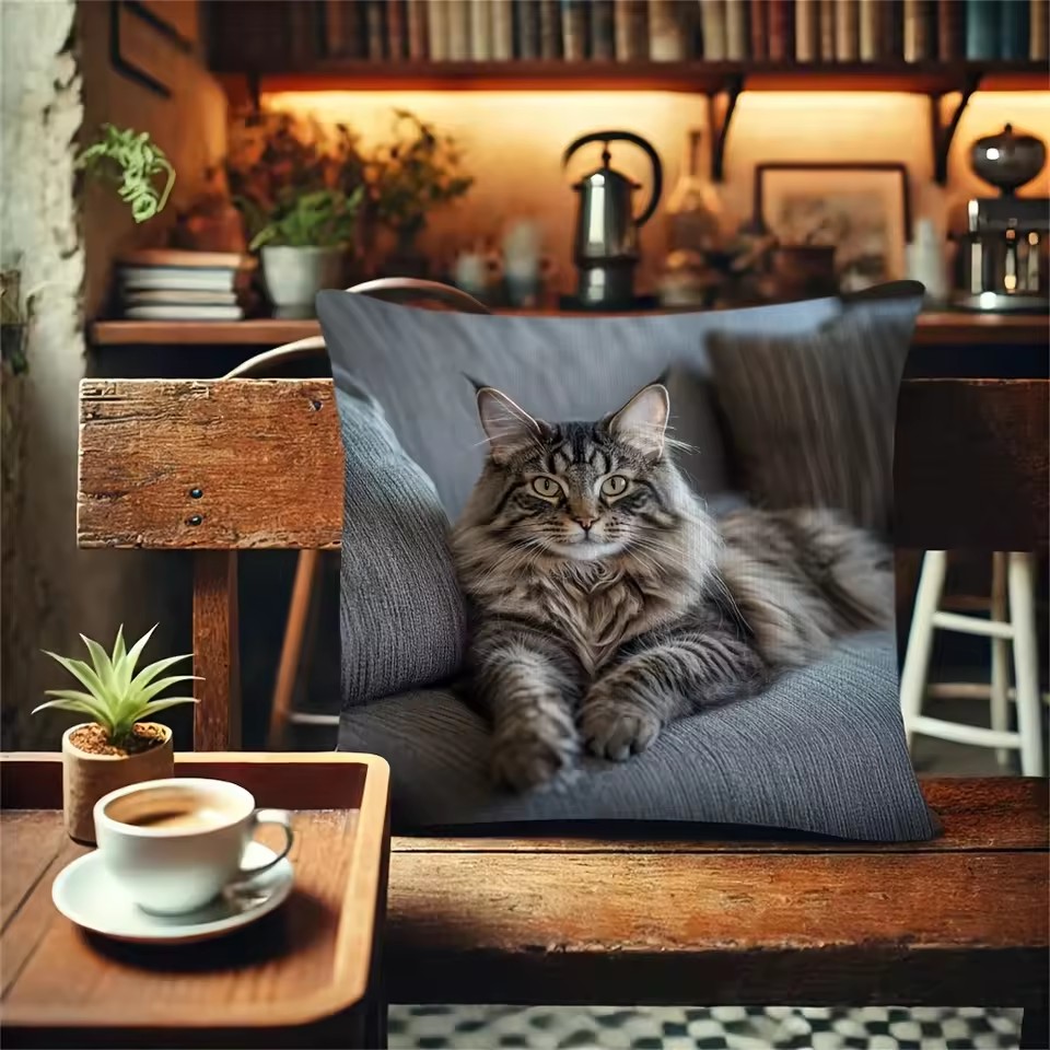 1PC   Sofa Cat Pillow Cover, Single-Sided Print for Easter, No Pillow Insert, Perfect for Any Living Room,Sofa Decor Style
