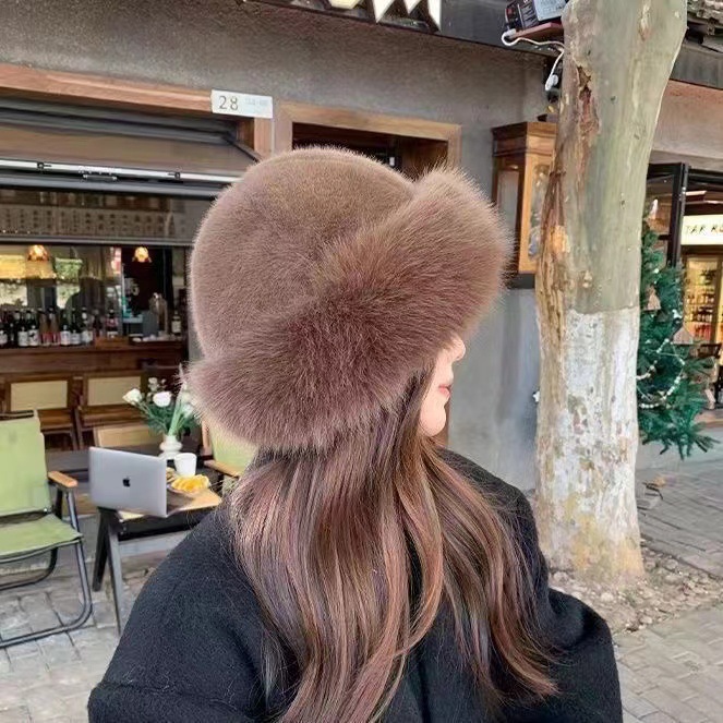 New Fluffy Fur Bucket Hat For Women Plush Fisherman Hat Warm Women's Winter Hat Thicken Cold Snowy Day Panama Cap Chrismas Gifts
