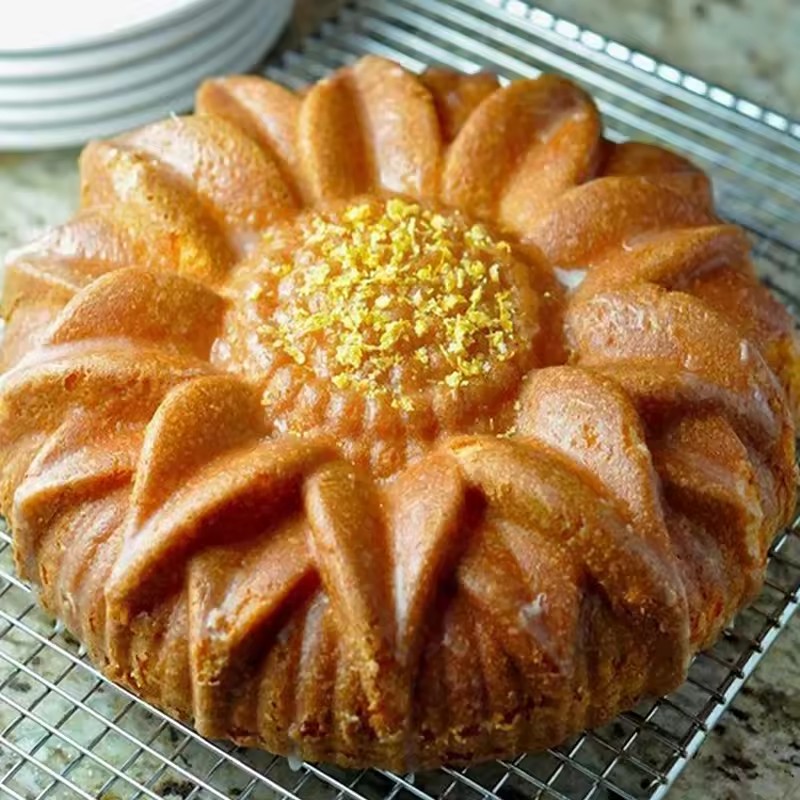 Sunflower Silicone Mold Cake Flower Pan 9.5Inch CakeBakeware Baking Tools Round Bread Loaf Pizza Toast With Anti-scalding Handle