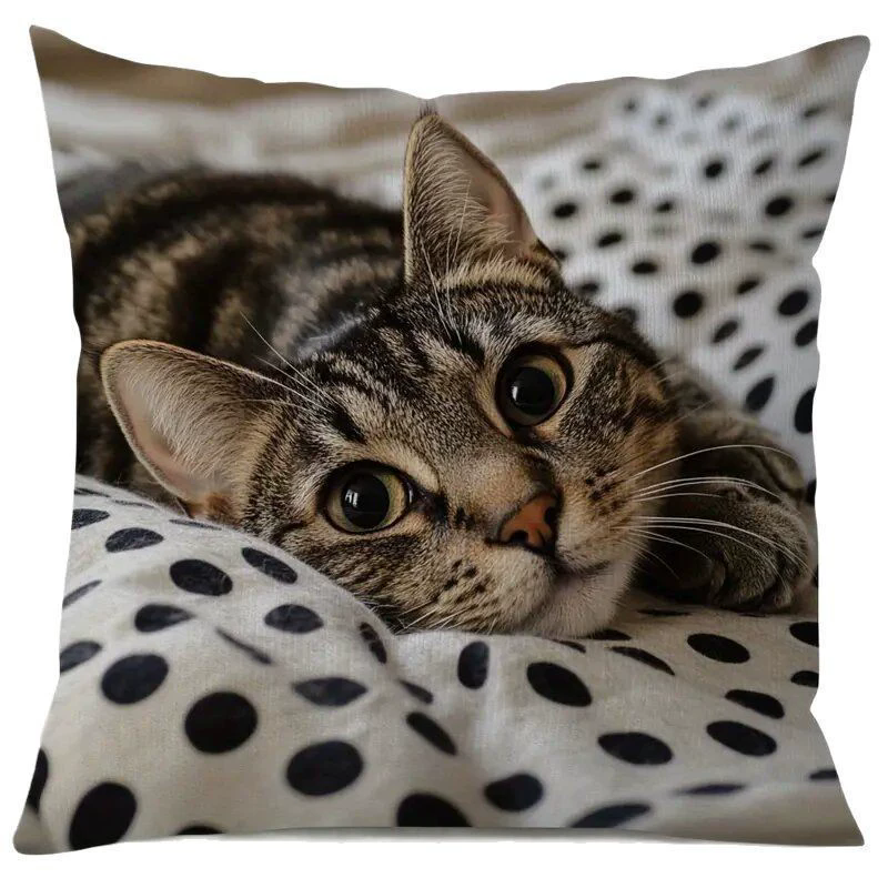 1PC   Sofa Cat Pillow Cover, Single-Sided Print for Easter, No Pillow Insert, Perfect for Any Living Room,Sofa Decor Style