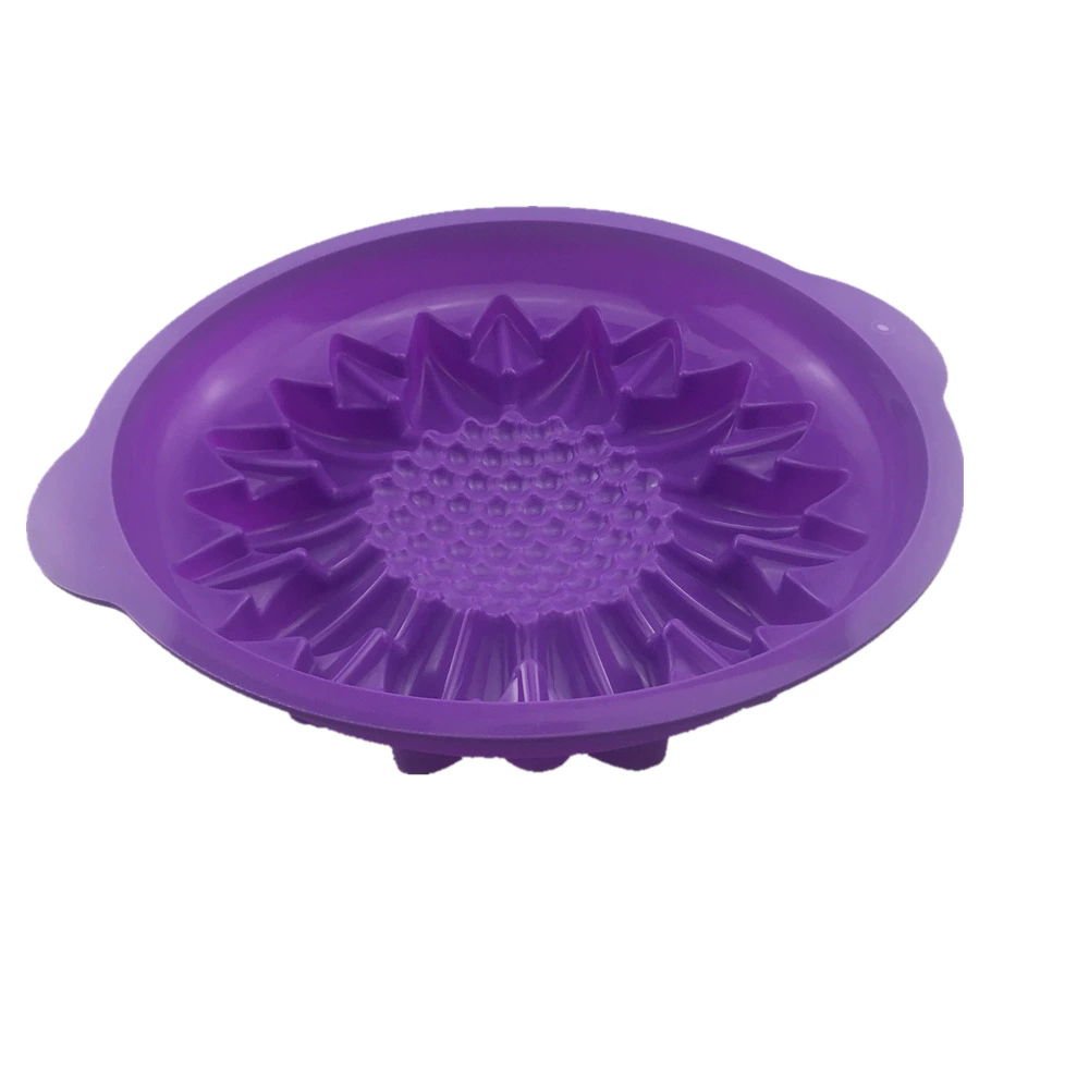 Sunflower Silicone Mold Cake Flower Pan 9.5Inch CakeBakeware Baking Tools Round Bread Loaf Pizza Toast With Anti-scalding Handle