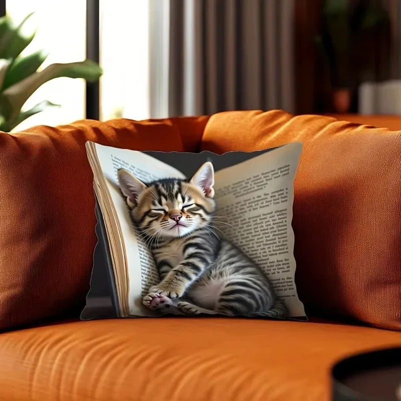 1PC   Sofa Cat Pillow Cover, Single-Sided Print for Easter, No Pillow Insert, Perfect for Any Living Room,Sofa Decor Style