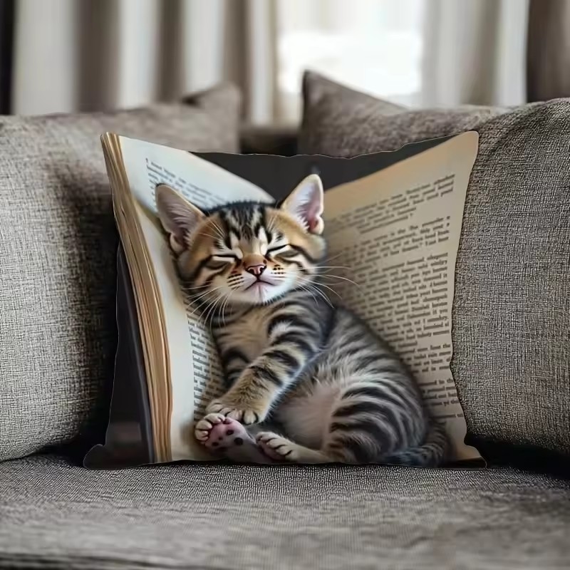 1PC   Sofa Cat Pillow Cover, Single-Sided Print for Easter, No Pillow Insert, Perfect for Any Living Room,Sofa Decor Style