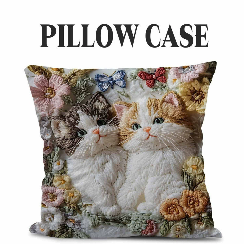 VIKAMA Embroidered Patchwork Cute Pet Blanket for Living Room Sofa Cushion Cover, Children's Room Pillow Cover, Home Decoration