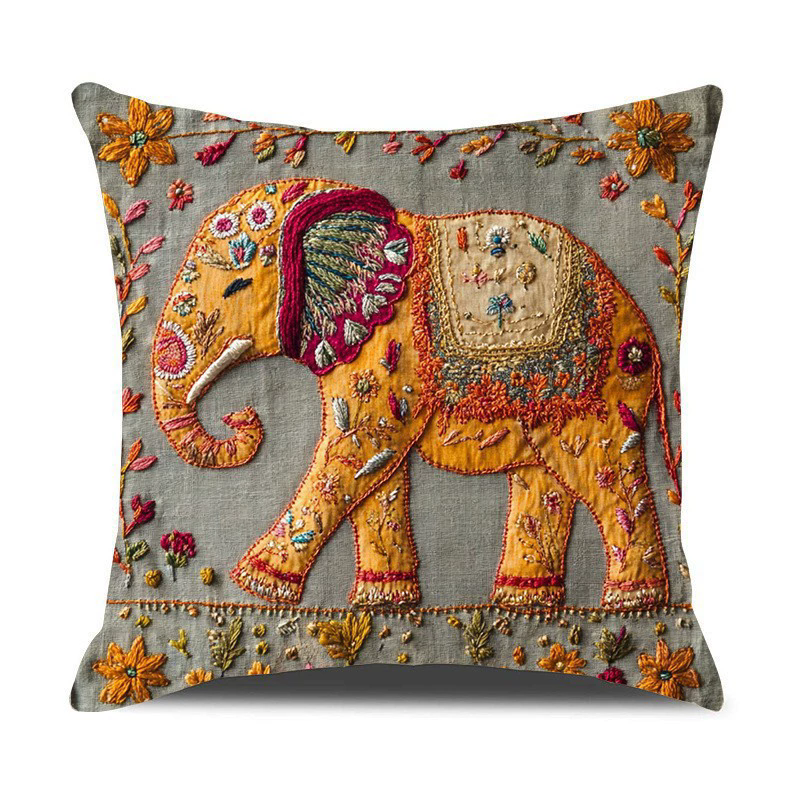 VIKAMA Embroidered Patchwork Cute Pet Blanket for Living Room Sofa Cushion Cover, Children's Room Pillow Cover, Home Decoration