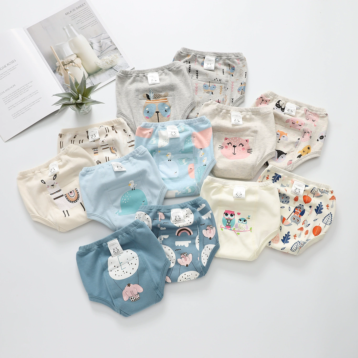 Baby Waterproof Diapers Pee Shorts Underwears Reusable Soft Ecological Cotton Toddler Potty Training Pants For Boys Girls（Note: The link is divided into 4-pack and 2-pack packages）