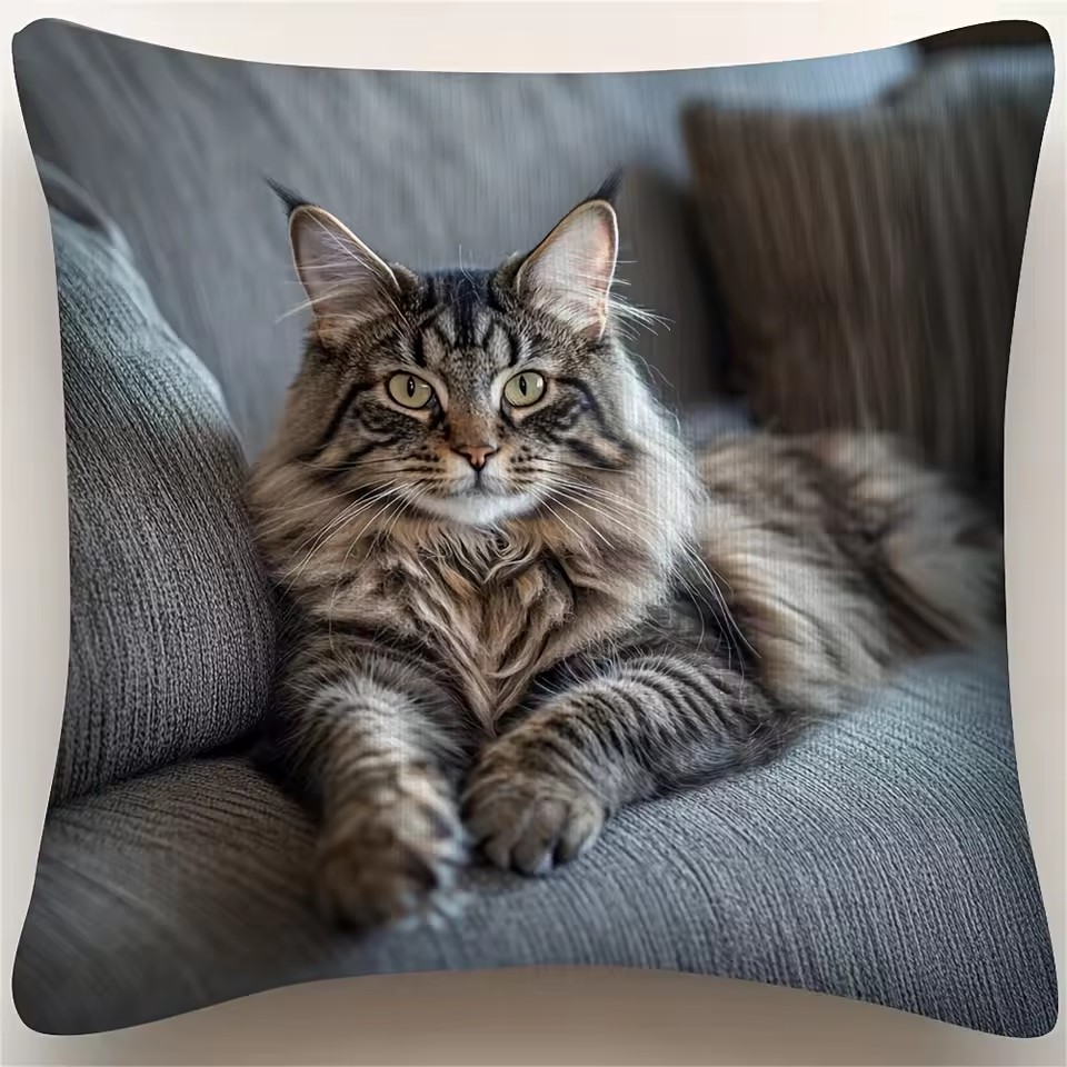 1PC   Sofa Cat Pillow Cover, Single-Sided Print for Easter, No Pillow Insert, Perfect for Any Living Room,Sofa Decor Style