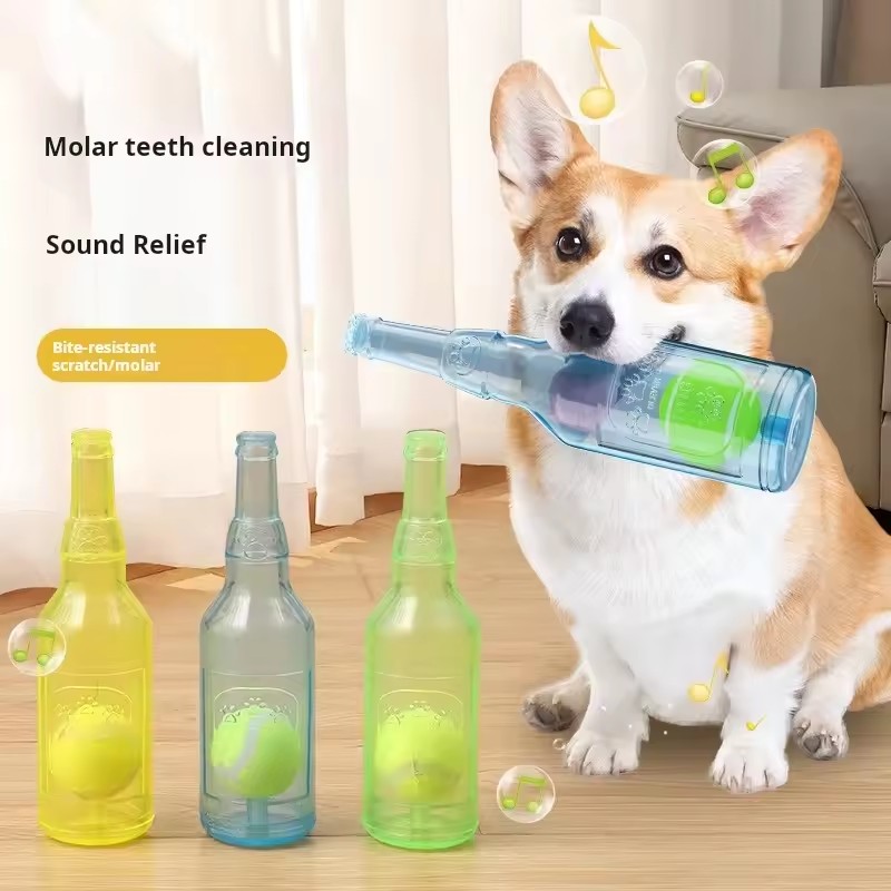 Dog Toy Bottle Sound Chew Ball Pet Toys Interactive Ball For Big Dog Small Dog Pet Training Tennis Bottle Pet Supplies