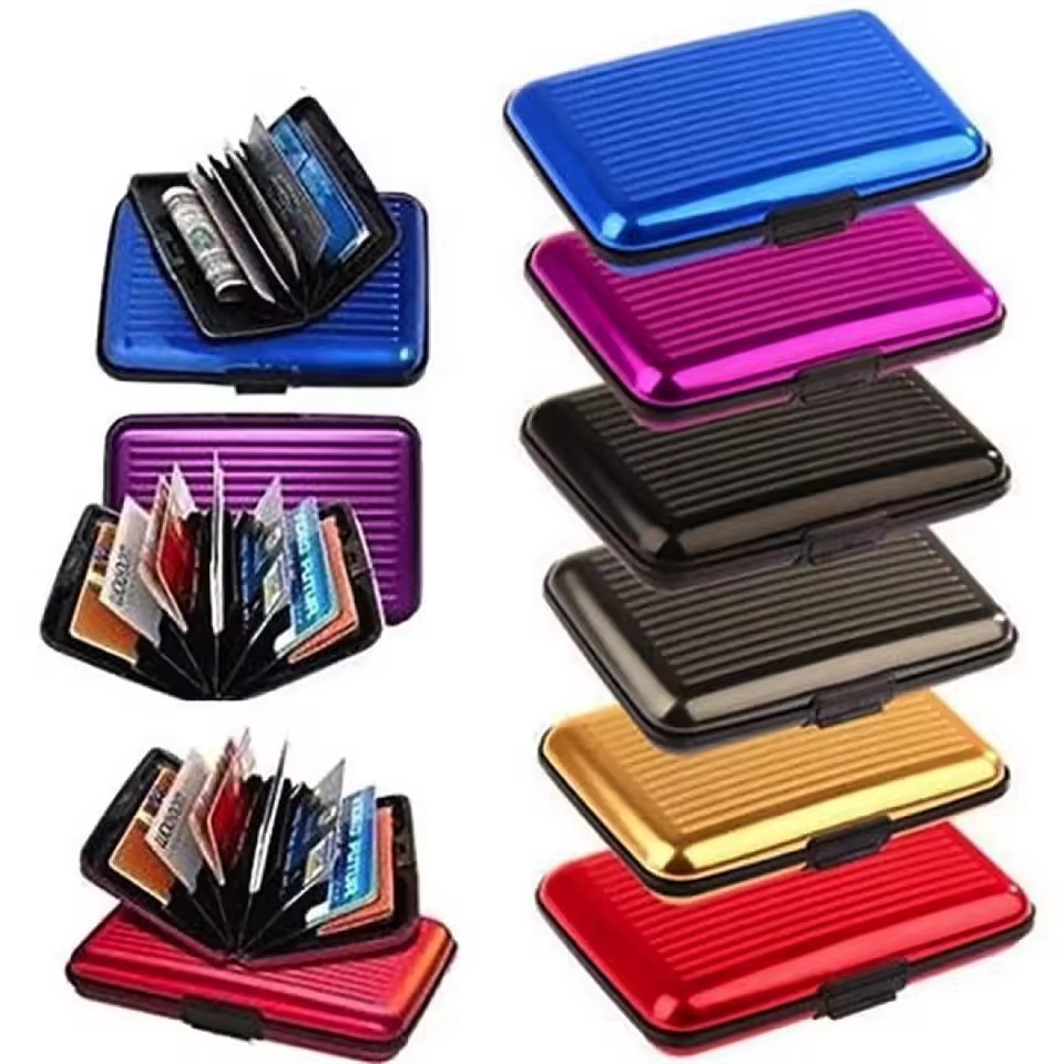 A Single Piece Of RFID Shielded Credit Card Protector, Aluminum Business Card Holder With 6 Slots, Golden ID Card Wallet, Secure C-28